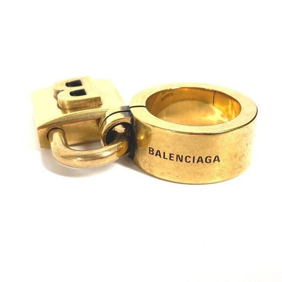 BALENCIAGA Padlock logo Accessories Ring Metal Gold - Picture 6 of 11